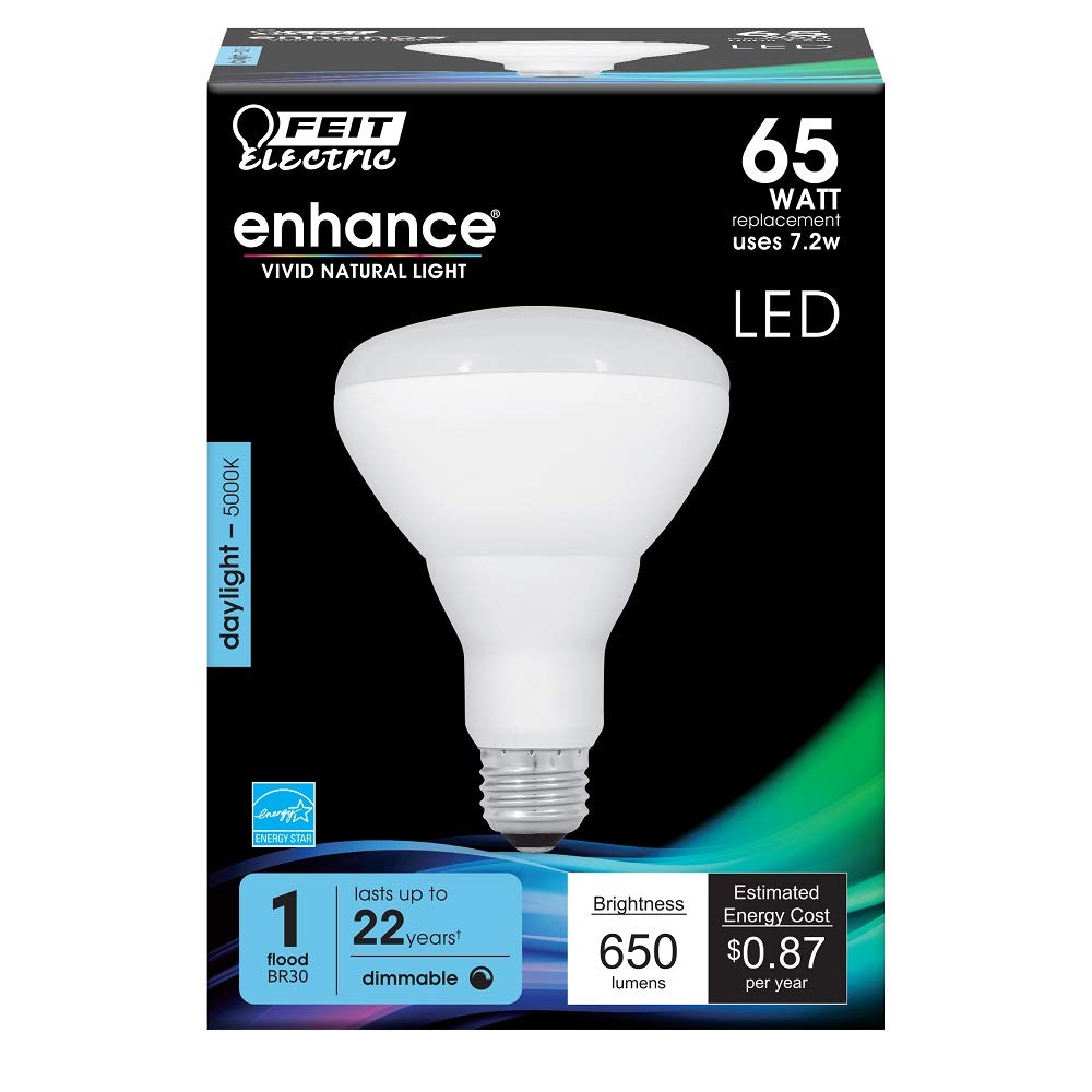 Feit Electric Enhance LED BR30 Bulbs, 65W Eq, Daylight White, 650 lm