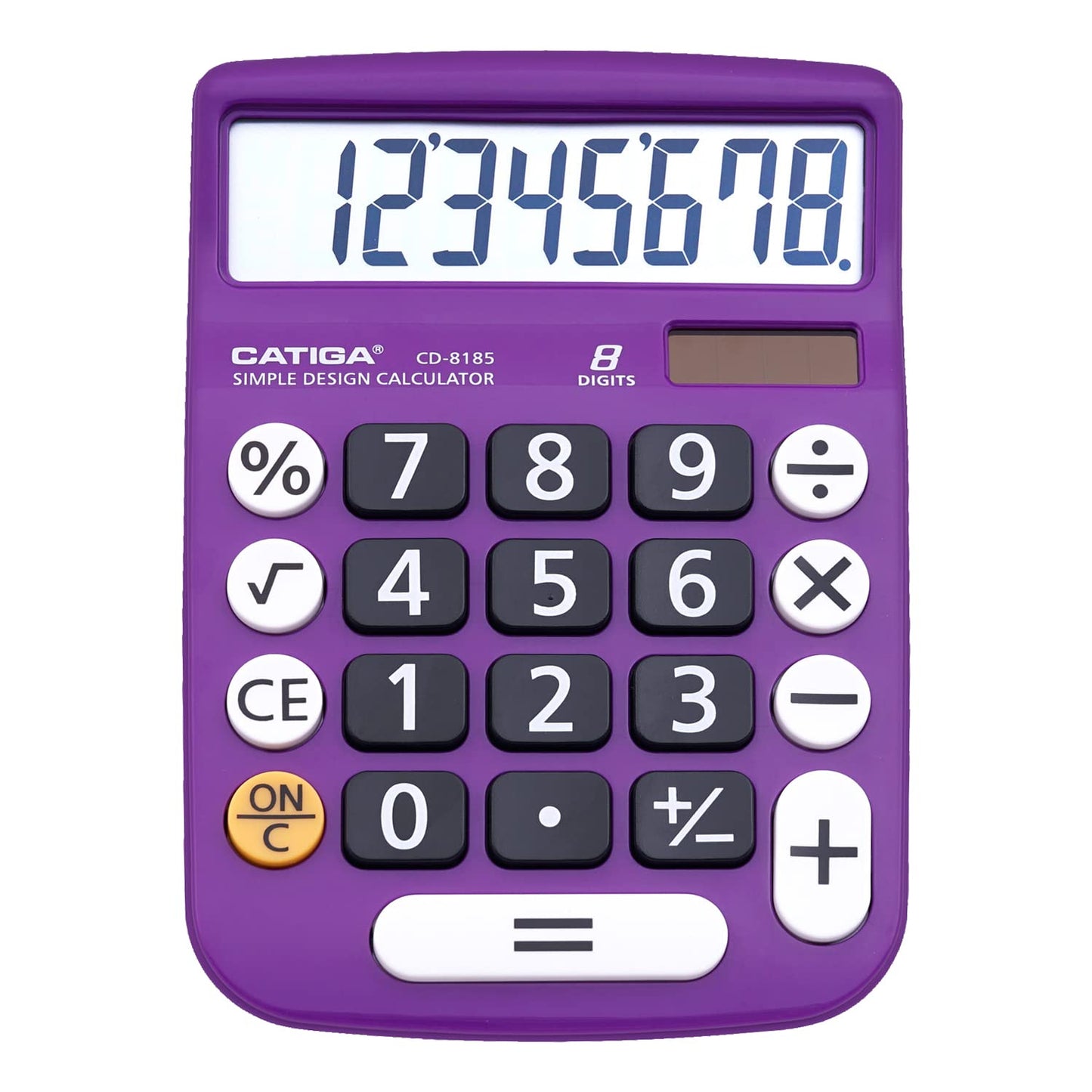 CATIGA Desktop Calculator 8 Digit with Solar Power and Easy to Read LCD Display, Big Buttons, for Home, Office, School, Class and Business, 4 Function