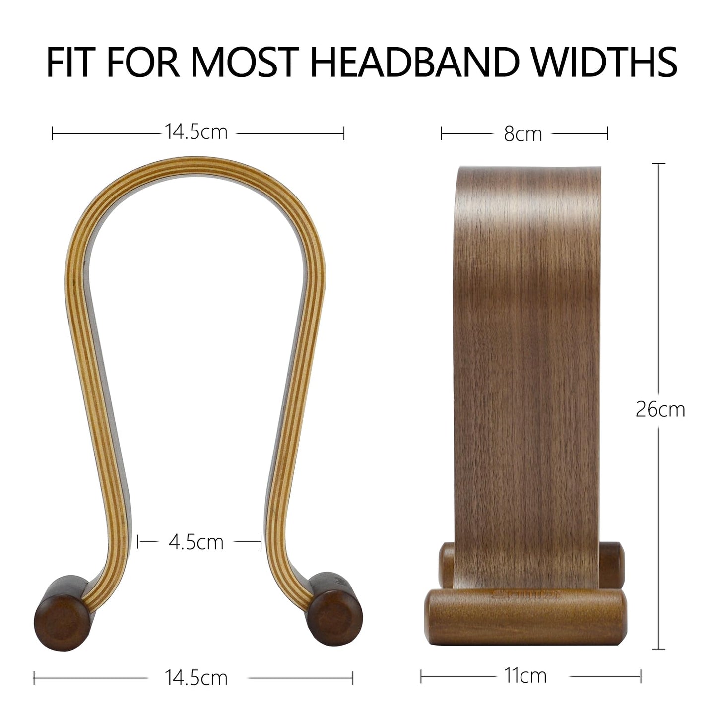 SAMDI Wood Headphone Stand, Headphone Holder Wood Headset Stand Compatible for Sony, Bose, Shure, Jabra, JBL, AKG Gaming Headphones Display et