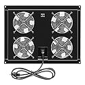 NavePoint 42U Cabinet Top Mount Fan Panel, Panel Includes, 4 Fans, Server Cooling System, 110 50/60Hz, 17.2 x 13 x 2 Inches, 6ft Input Cord Length