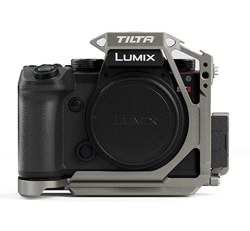 Tilta Half Camera Cage Compatible with Panasonic S5 II/IIX/G8 II - Titanium Gray | Mount Accessories via NATO Rail, Rosette, Cold Shoe,1/4"-20 Threads