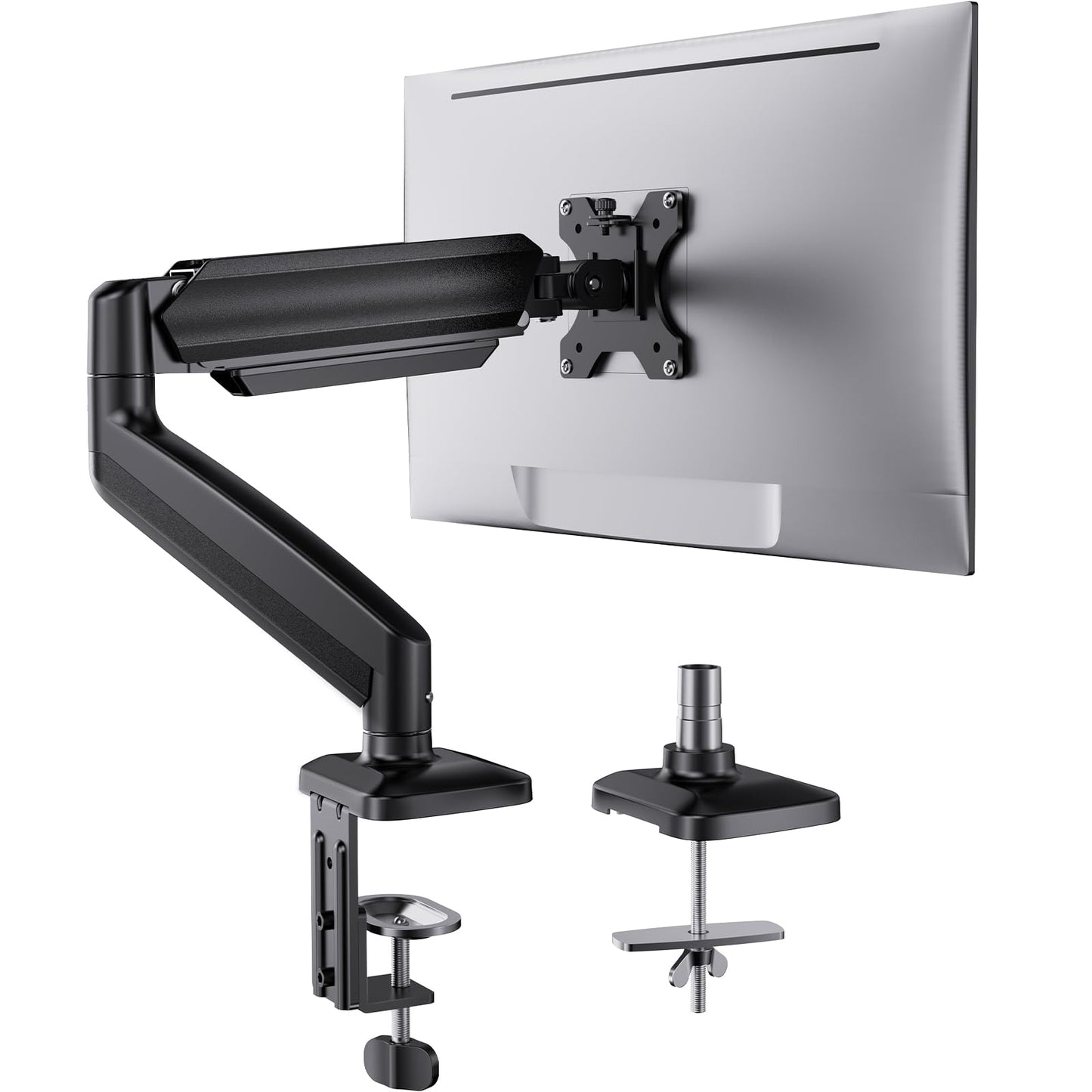 HUANUO Single Monitor Mount, Adjustable Monitor Arm for 13-34 Inch Screen Up to 22lbs, C-Clamp & Grommet Base, Ergonomic Stand for Work and Gaming