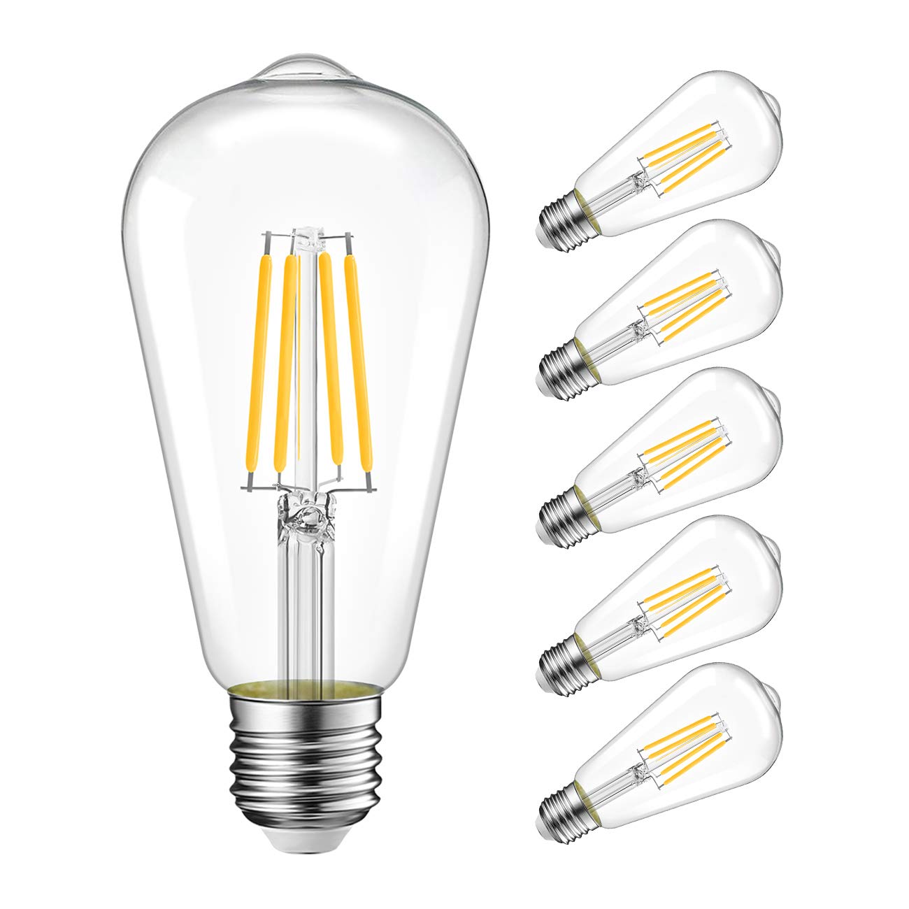 LVWIT Vintage LED Edison Bulbs, 11W Eqv 75W ST64 Filament Light Bulbs
