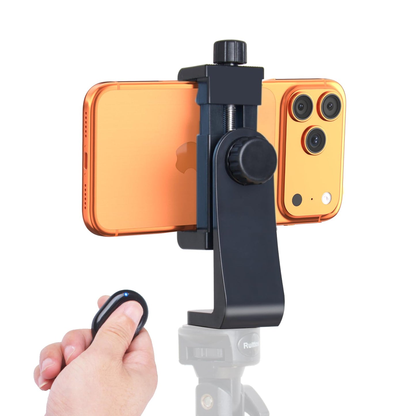 Ruittos Phone Tripod Mount Adapter with Camera Remote Controller, Cell Phone Holder Clip with Adjustable Clamp Compatible with iPhone, Samsung, HTC