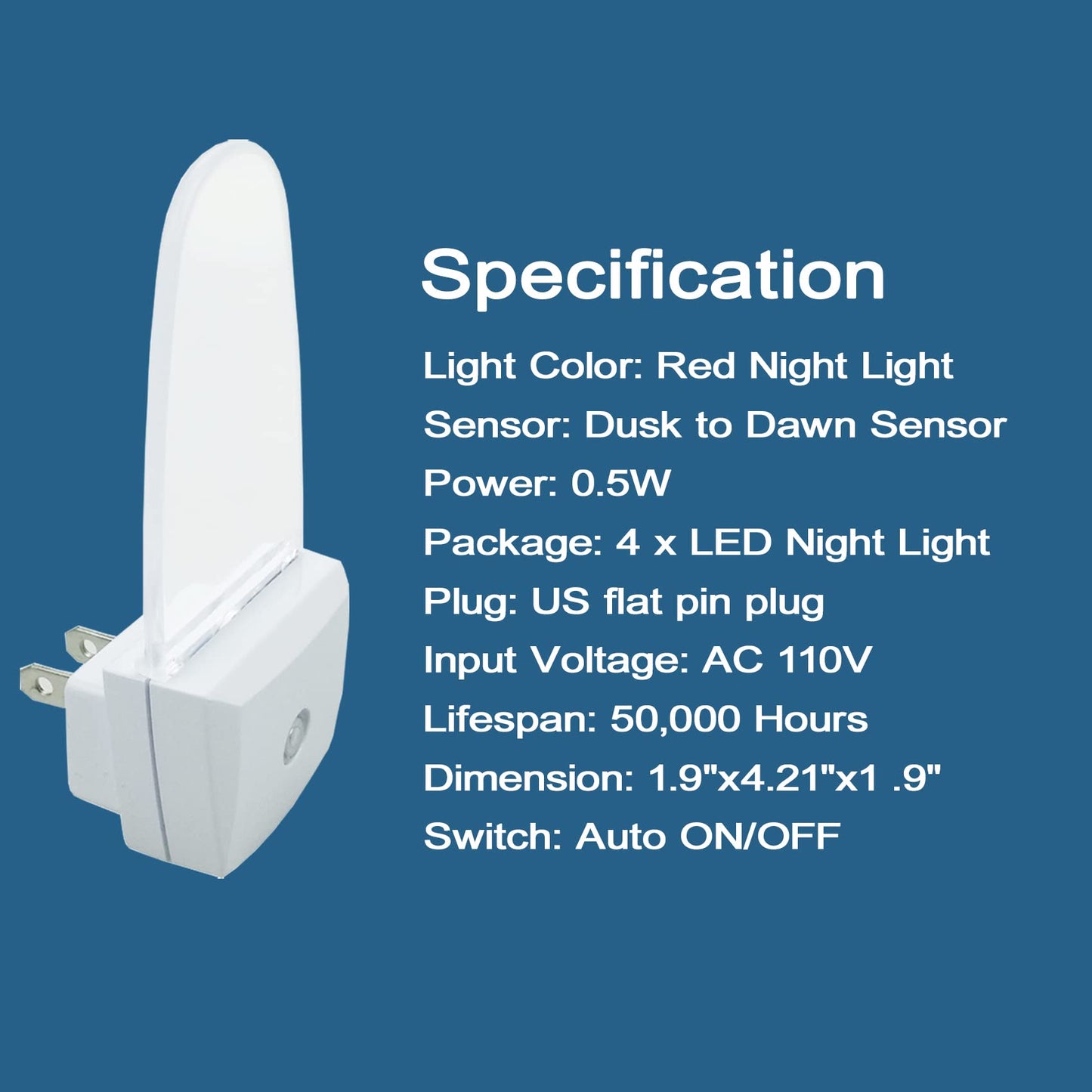 CICINY LED Night Light Plug in 4 Pack, Energy Efficient 0.5W, Dusk to Dawn Sensor Nightlights for Bedroom, Bathroom, Kitchen, Hallway, Stairs, Kids