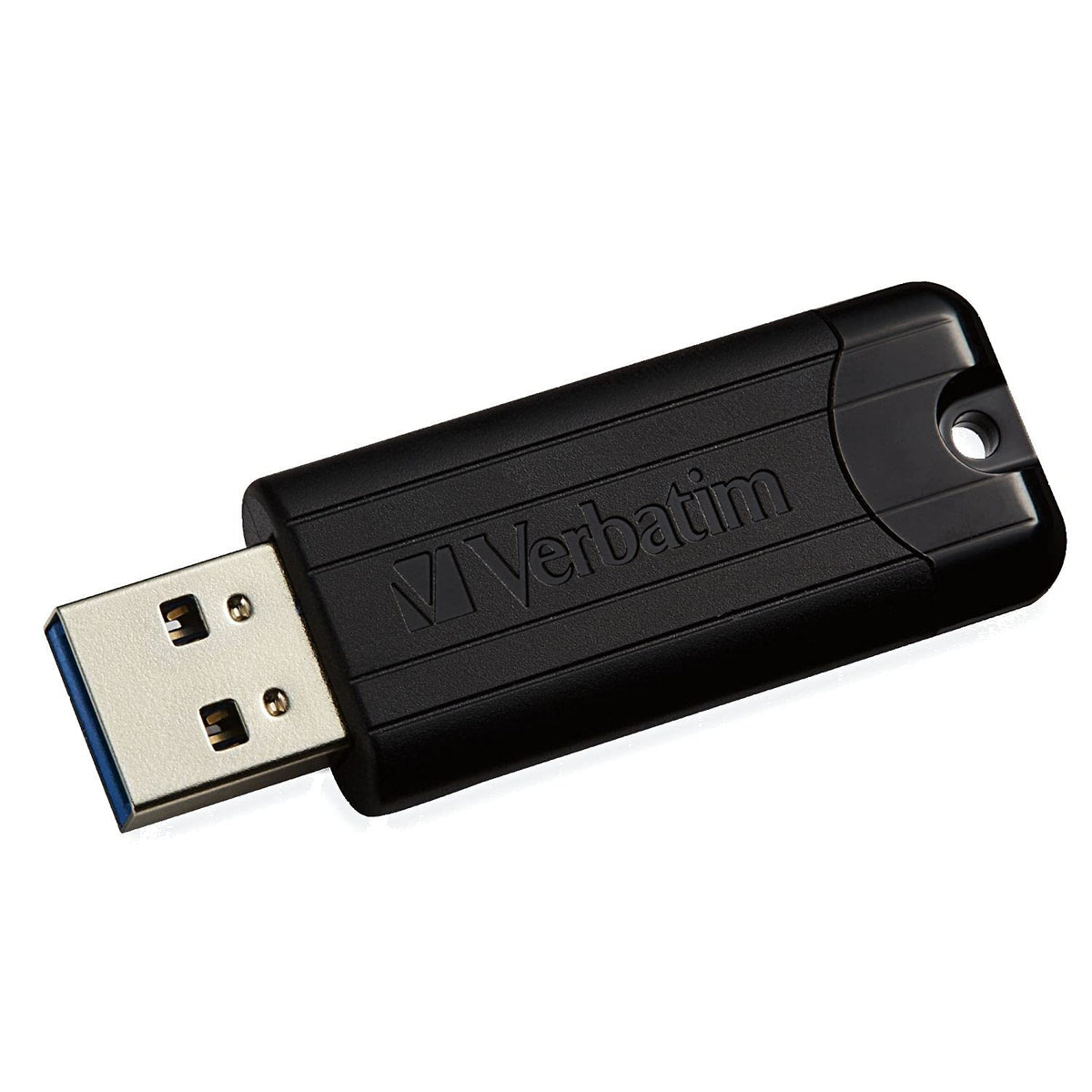 Verbatim 256GB Pinstripe USB 3.2 Gen 1 Flash Drive Retractable Thumb Drive - Black