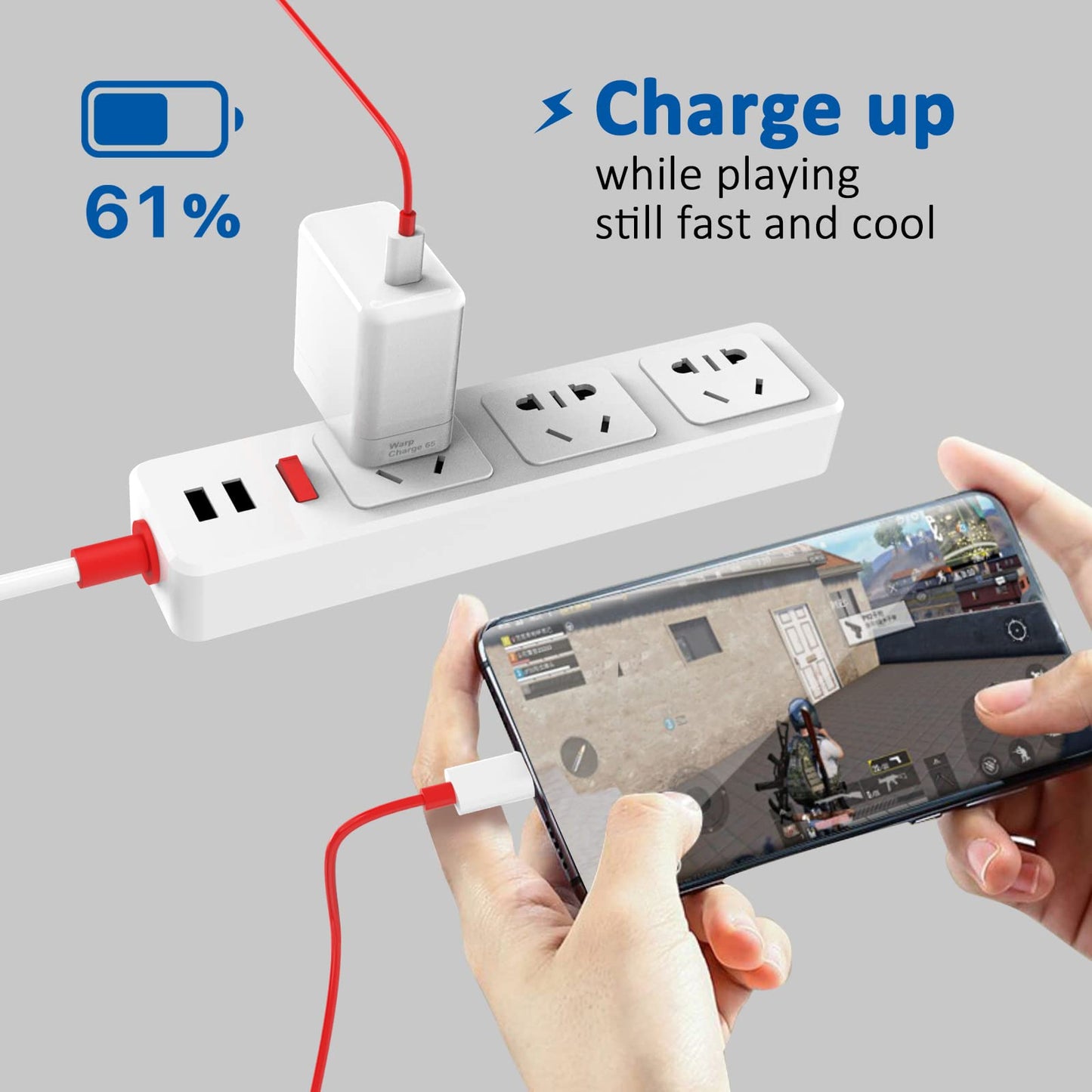 65W Warp Charger for OnePlus Nord 2 5G/9 Pro/9RT/9/9R/8T/Realme, Fast Wall Charger Adapter with 3.3 ft USB C Warp Cable