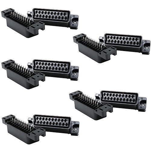 Xiaoyztan 10 Pcs Vertical Type 21 Pin Audio Video Socket Adapters PCB Mounting TV DVD VCR Female Connectors