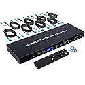 TCNEWCL 8 Port KVM Switch HDMI, 4K@30Hz 8 in 1 Out HDMI KVM Switch for 8 PC Sharing 1 HD Monitor and 4 USB Devices with IR Remote & 8 HDMI Cables