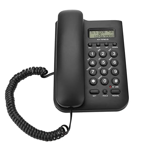 Eboxer Corded Landline Telephone with Caller ID, Analog Calls Display & Digital Screen, Corded Telephone Landline for Home Office, Black