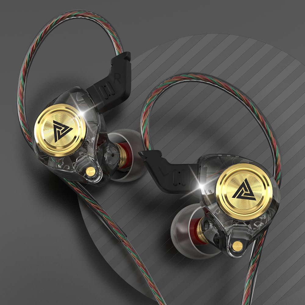 DUCK DANCE Wired Earbuds with Mic - Heavy Bass Zero Latency Metal IEM Headphones, Audiophile Hi-Fi Earphones with 3.5 mm Jack (Transparent Black…