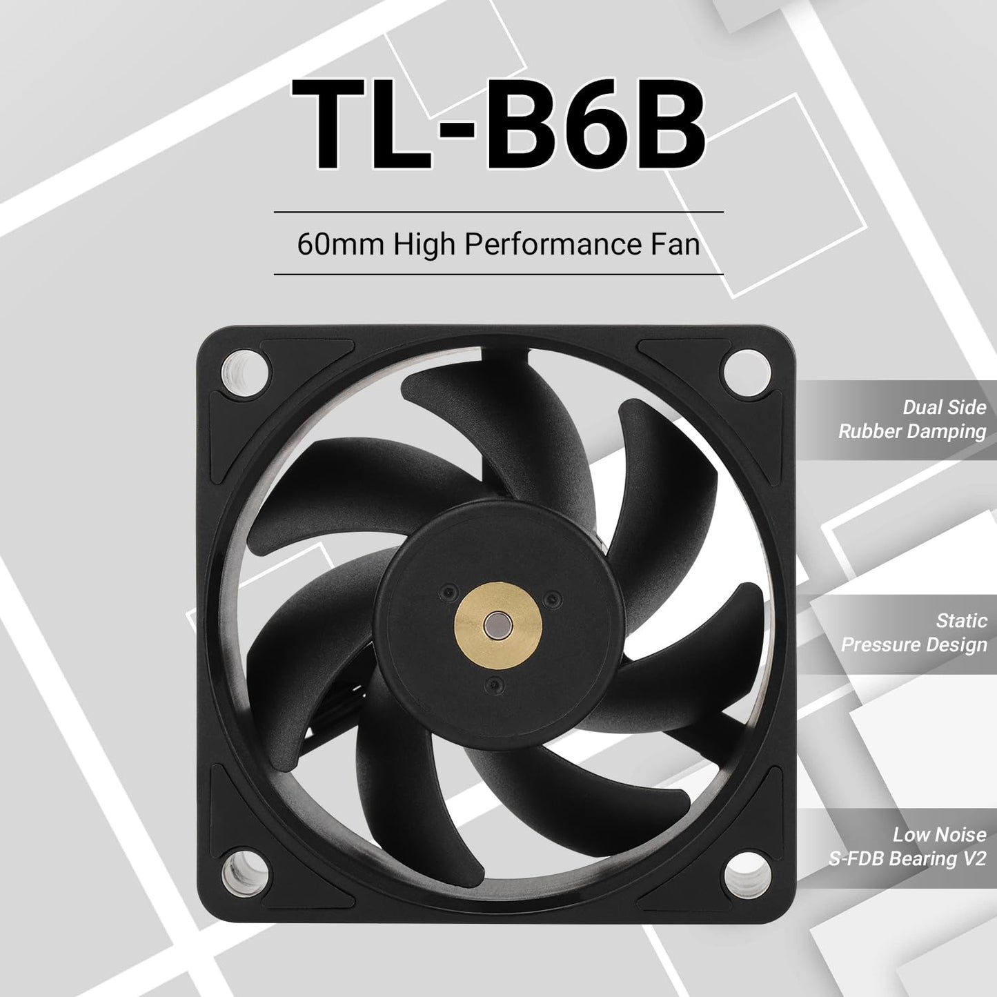 Thermalright TL-B6B 60mm CPU Cooler Fan,Silent Computer Case Fan,6025 Case Cooling,DC 12V CPU Mute Cooling, 3200RPM Speed, Low Noise 20.17dba(Black)