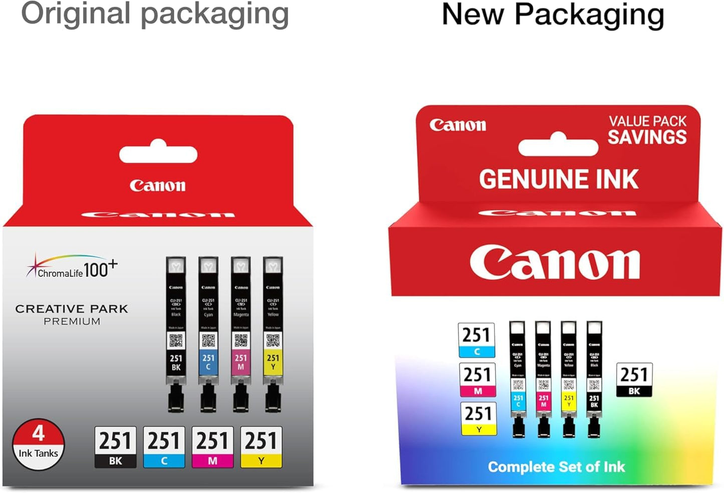 Genuine Canon PGI-250 (6497B001) CLI-251 (6513B004) Color (Black, Cyan,Magenta,Yellow) Ink Tank 5-Pack