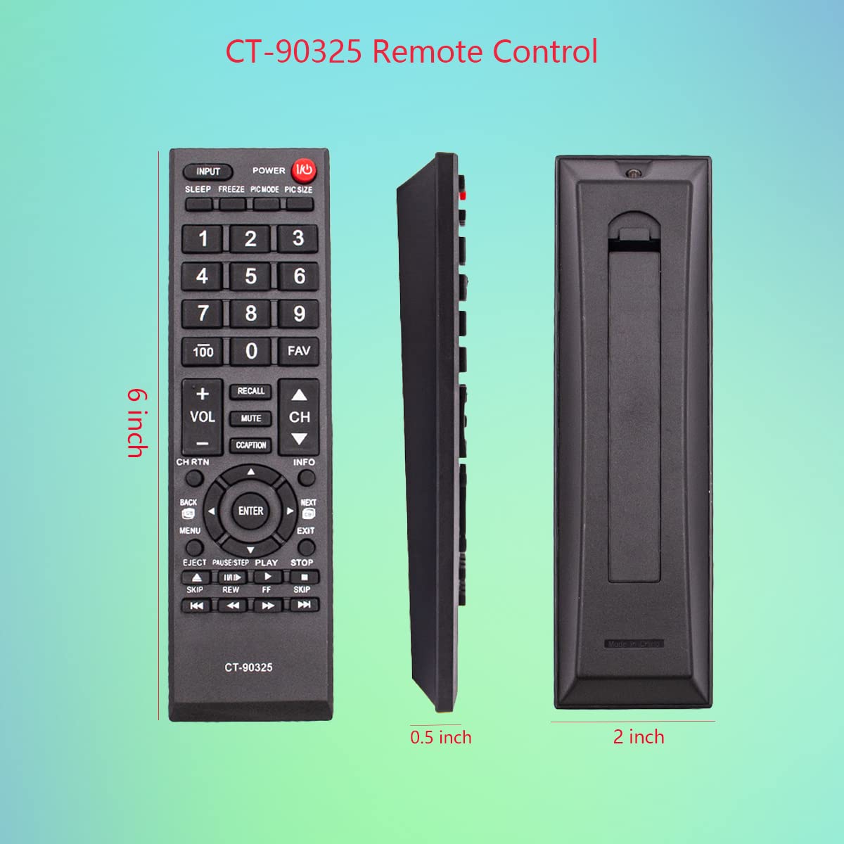 GHUST CT-90325 CT90325 Replacement Remote Control for Toshiba TV 32L1300U 32L1350 32L1350U 32L1400 32L1400U 32L2200 32L2200U 32L2300 32L2300U 32L4200