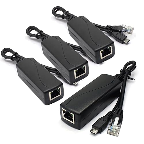 ANVISION 4-Pack Active 5V 2.4A PoE Splitter Adapter IEEE 802.3af Compliant Micro USB 48V to 5V/2.4A, for Tablets, Dropcam or Raspberry Pi, IPC, IP