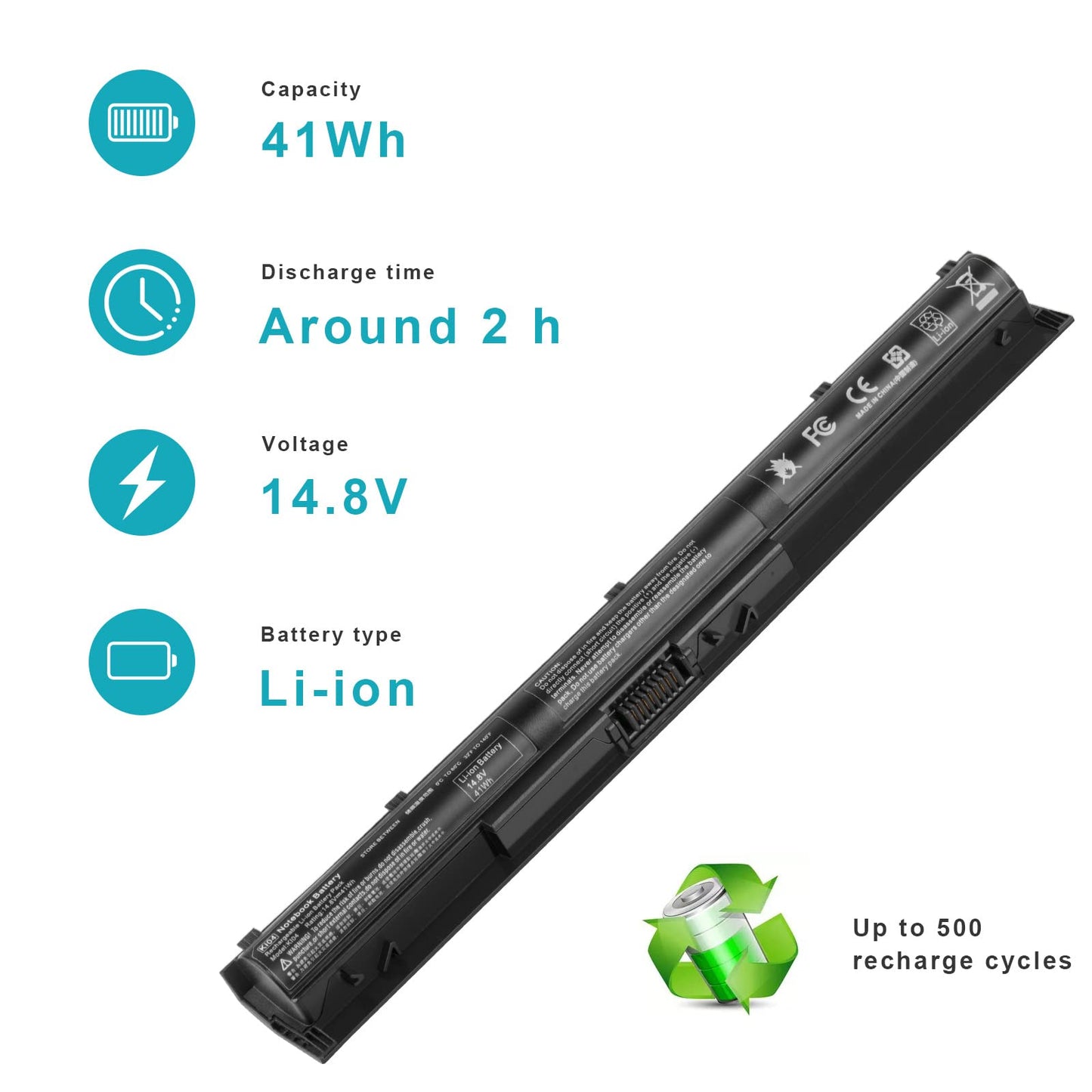 800049-001 KI04 Battery for HP Pavilion15-ab 15-an 17-g 15t-ab100 17t-g100 Series 15-ab143cl 15-ab223cl 15-ab153nr 15-an044nr 14-ab166us 17-ab220nr