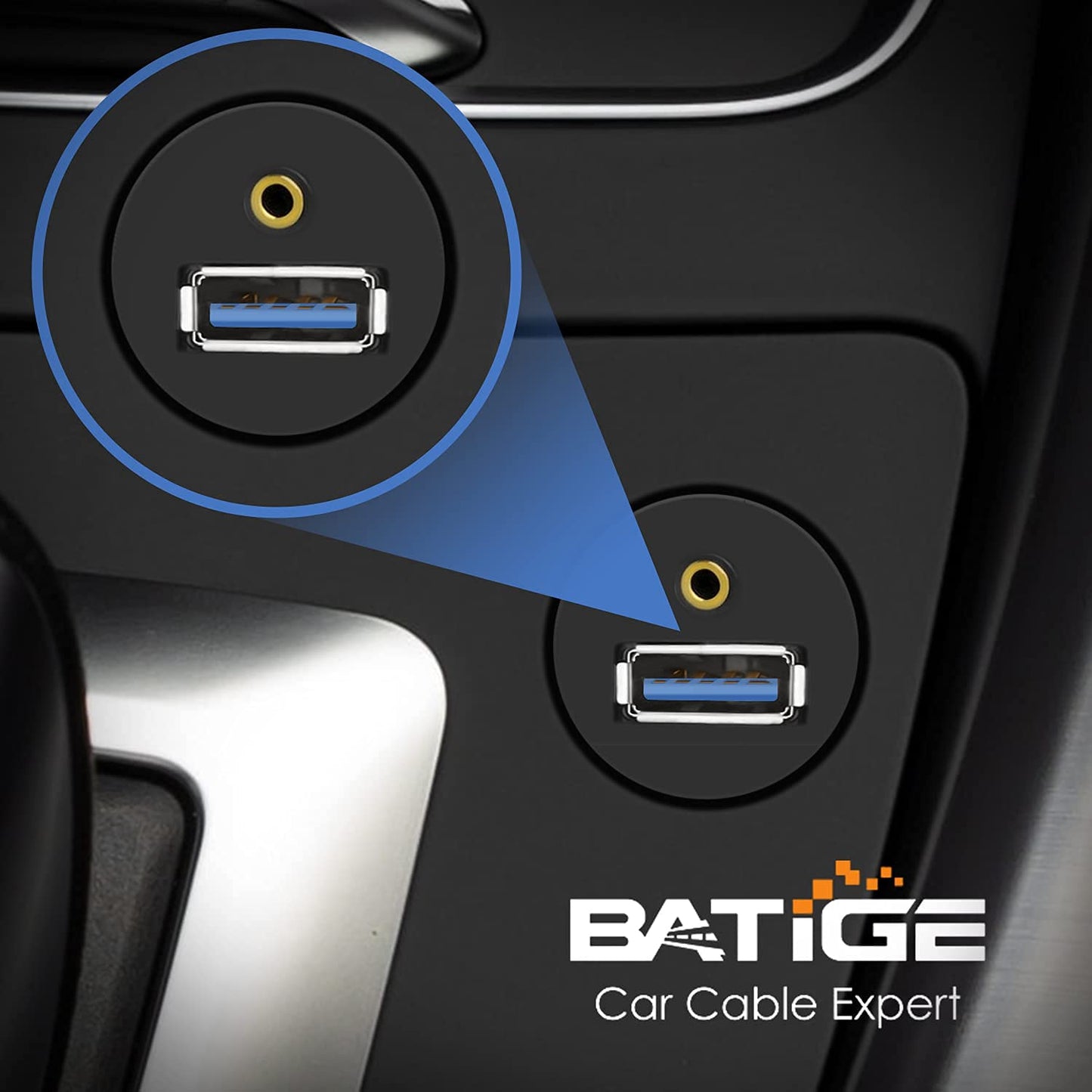 BATIGE USB 3.0 & 3.5mm Car Mount Flush Cable, 3ft