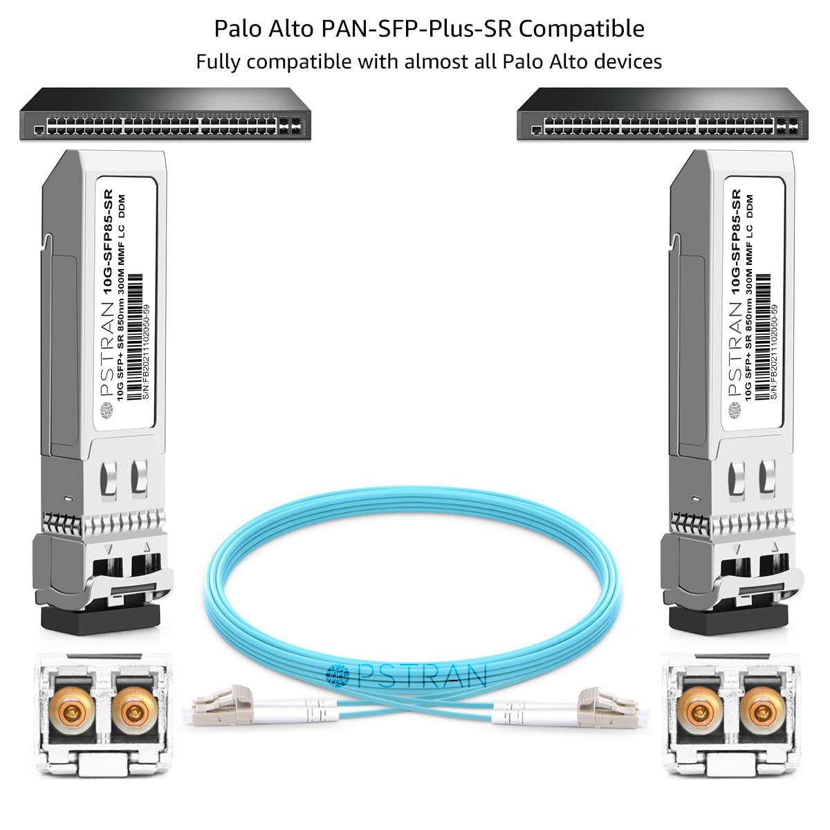 OPSTRAN 10GBASE-SR SFP+ Optical Transceiver Module Compatible with Palo Alto PAN-SFP-Plus-SR 10Gbps 850nm 300m DDM Duplex LC MMF