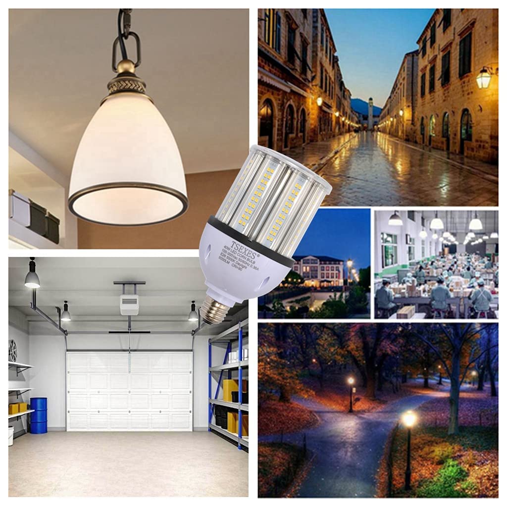 TSEXES 40W LED Bulbs 6000Lumen E26 Medium Base LED Corn Light Bulb 5000K Daylight,Equivalent 175W to 250W Metal Halide Bulb HID HPS Bulb for Indoor