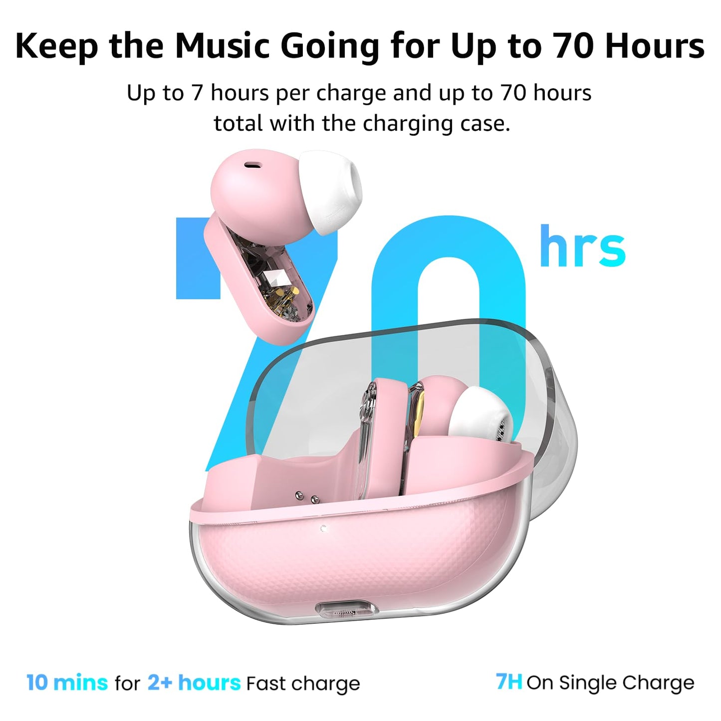 TOZO Crystal Pods Hybrid Active Noise Cancelling Wireless Earbuds