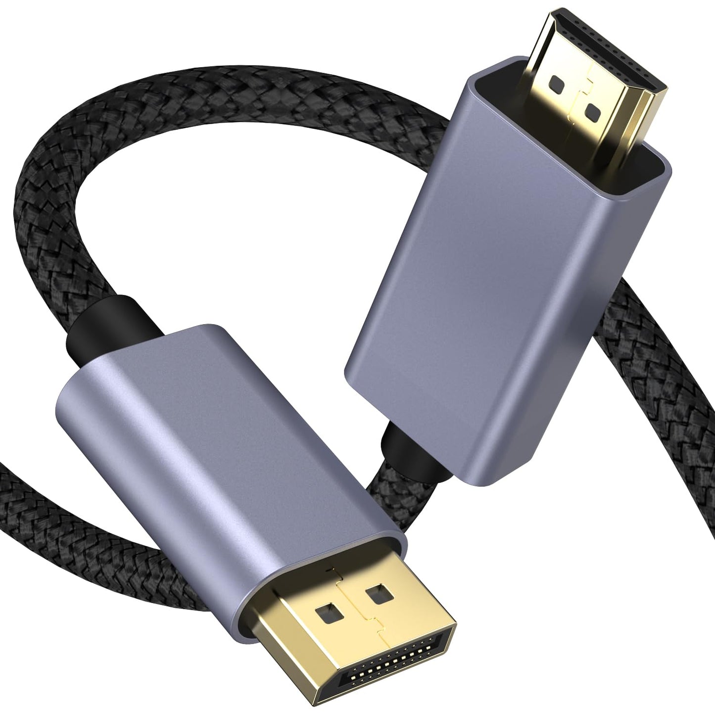DisplayPort to HDMI Cable 4K, DP to HDMI Male Video UHD 4K@30Hz/2K@60/1080P@120 Nylon DP to HDTV Uni-Directional Cord for Dell, Projector, Desktop