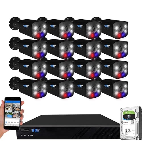 GW Security 16 Channel 12MP NVR 4K Two-Way Audio Full Color Night Vision Security Camera System with 16 x 8MP 4K Outdoor Indoor PoE Security Camera