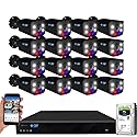 GW Security 16 Channel 12MP NVR 4K Two-Way Audio Full Color Night Vision Security Camera System with 16 x 8MP 4K Outdoor Indoor PoE Security Camera