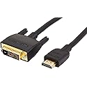 Amazon Basics HDMI-A to DVI (Male) Adapter Cable, Bi-Directional 1080P, Gold-Plated, 10 ft/3 m, Single Pack, Black