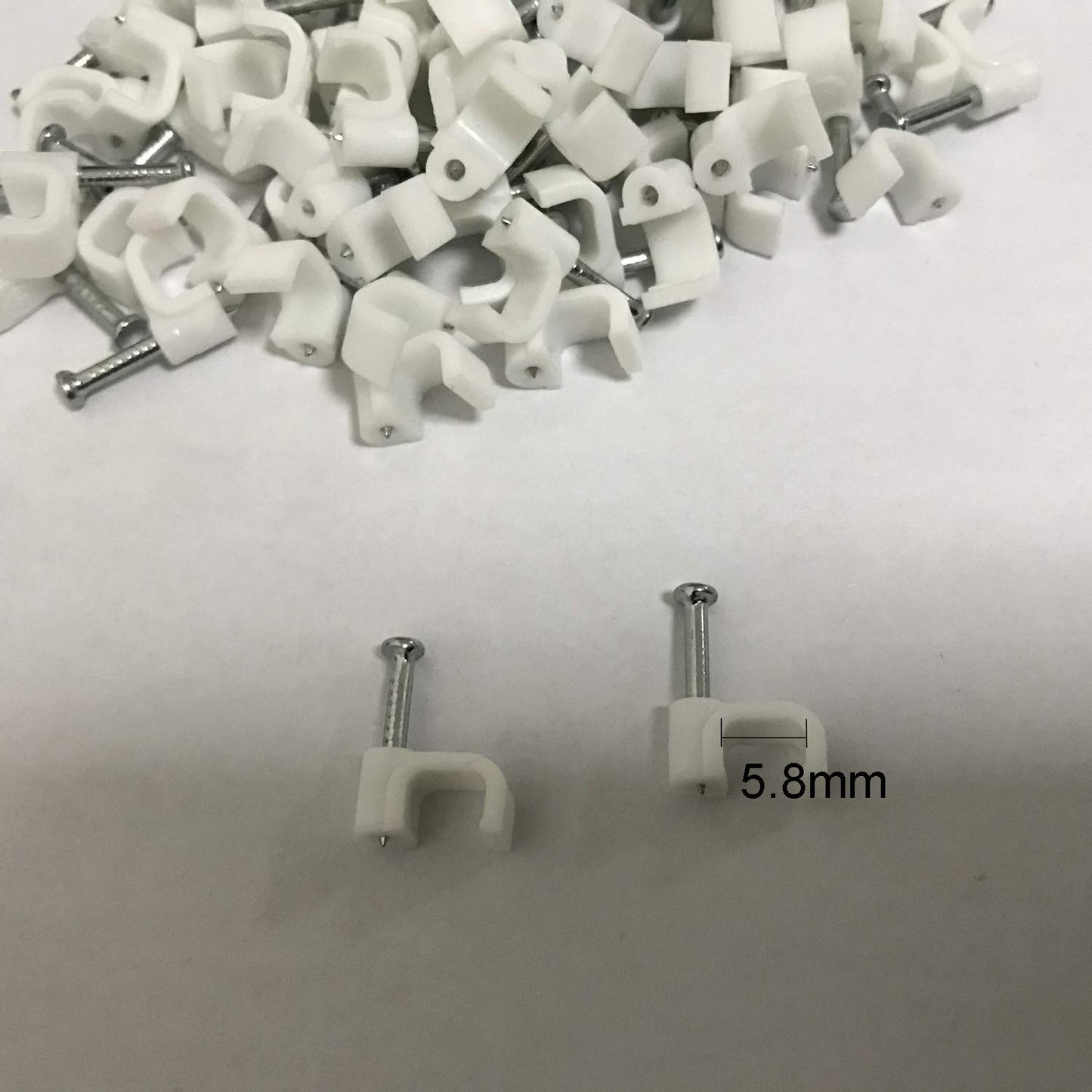 200 PCS 6mm Flat Ethernet Cable Wire Clips Single Coaxial Cable Clamps with Nail for Ethernet Cable Management