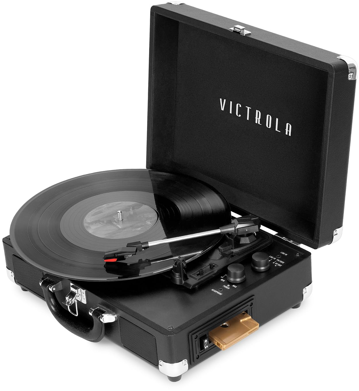 Victrola Journey+ Cassette - 3-Speed Bluetooth Suitcase Turntable with Built-In Speakers, Cassette Player & Vinyl Stream Technology, RCA Output & Aux