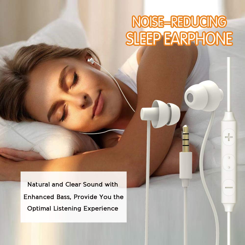 MAXROCK Sleep Earbuds, Ultra-Soft Comfortable Noise Isolating Earplugs Workout Headphones in-Ear Earphones w/Mic & Volume Control - Perfect for Side…