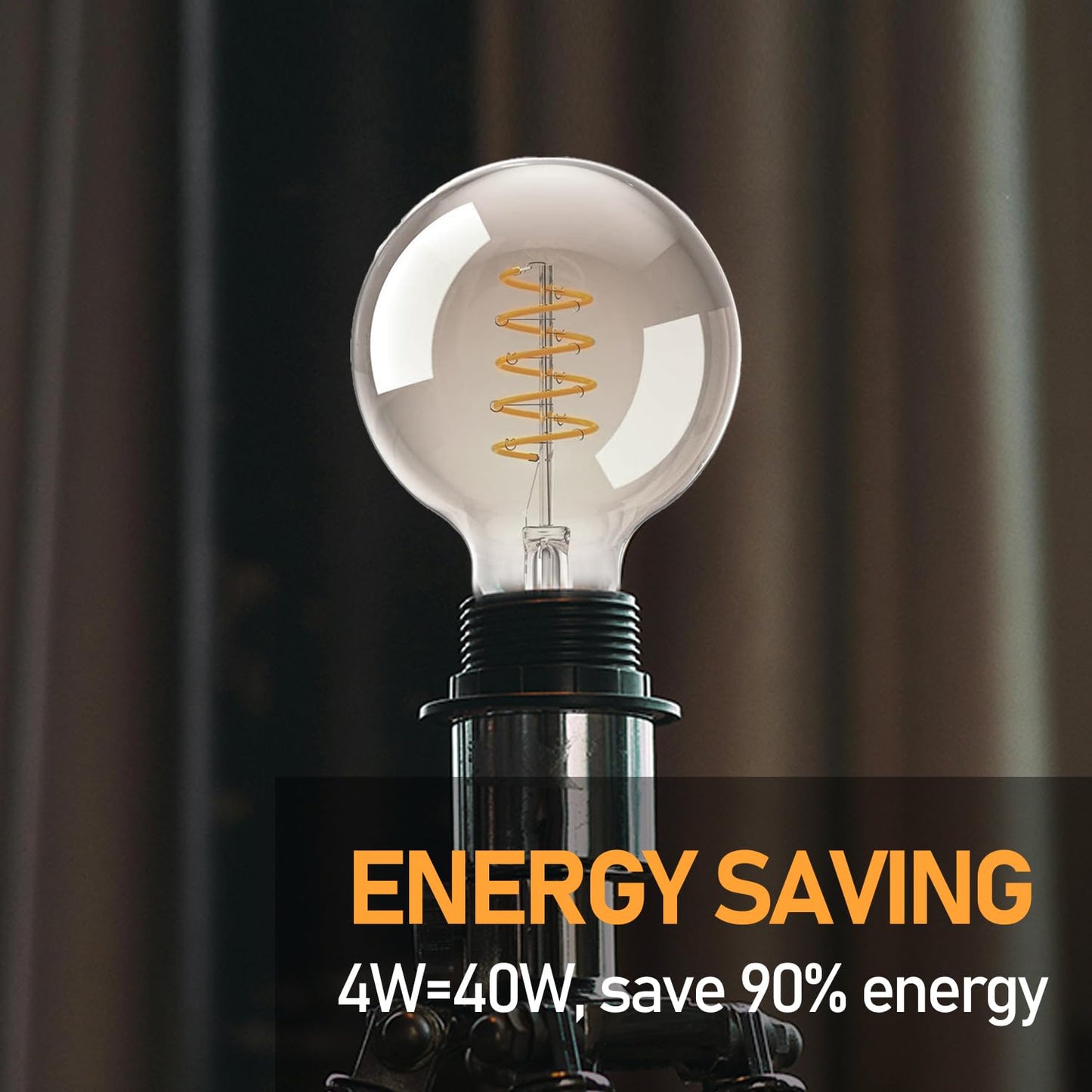 Geminilite G95 Smoke Grey LED Edison Bulb E26 Base 2 Pack