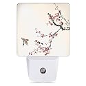 Jopowide Retro Bird Night Light, Cherry Blossoms Night Lights Plug into Wall Decor for Bedroom, Bathroom, Hallway, Kitchen, Dusk to Dawn Sensor
