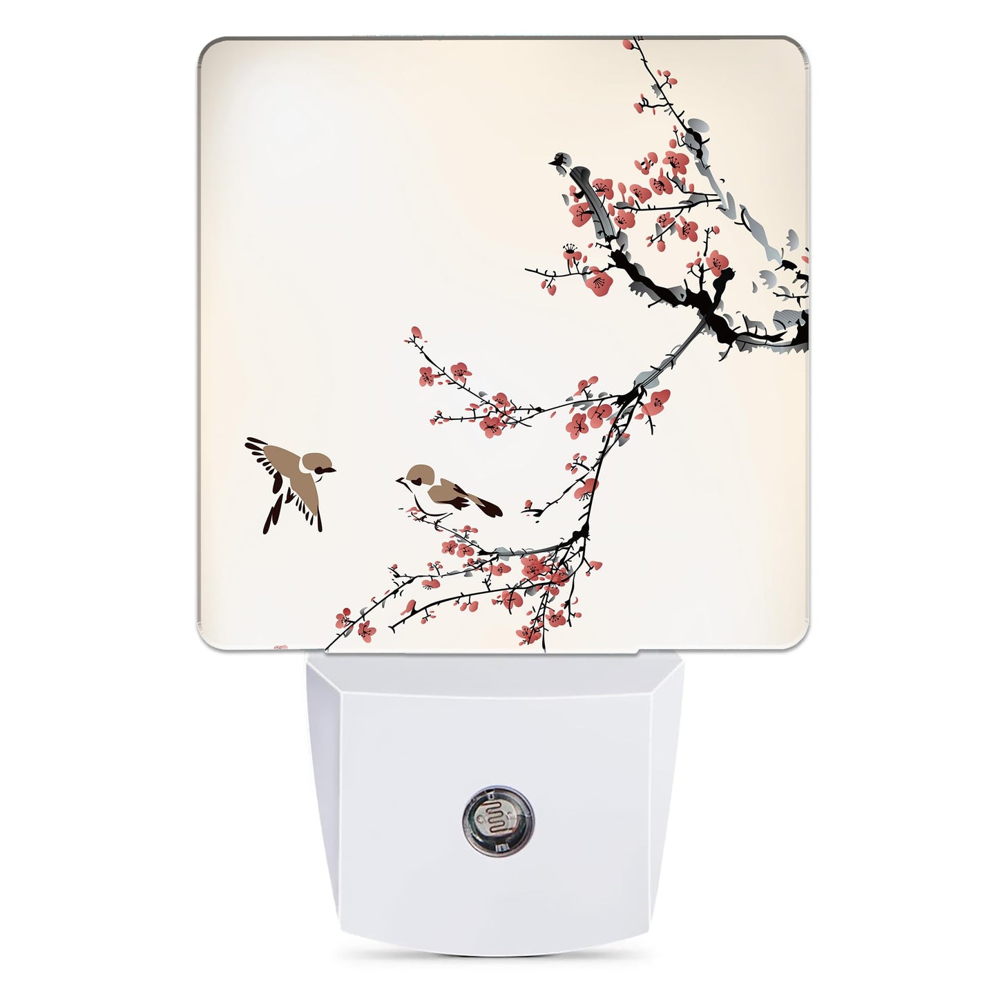 Jopowide Retro Bird Night Light, Cherry Blossoms Night Lights Plug into Wall Decor for Bedroom, Bathroom, Hallway, Kitchen, Dusk to Dawn Sensor