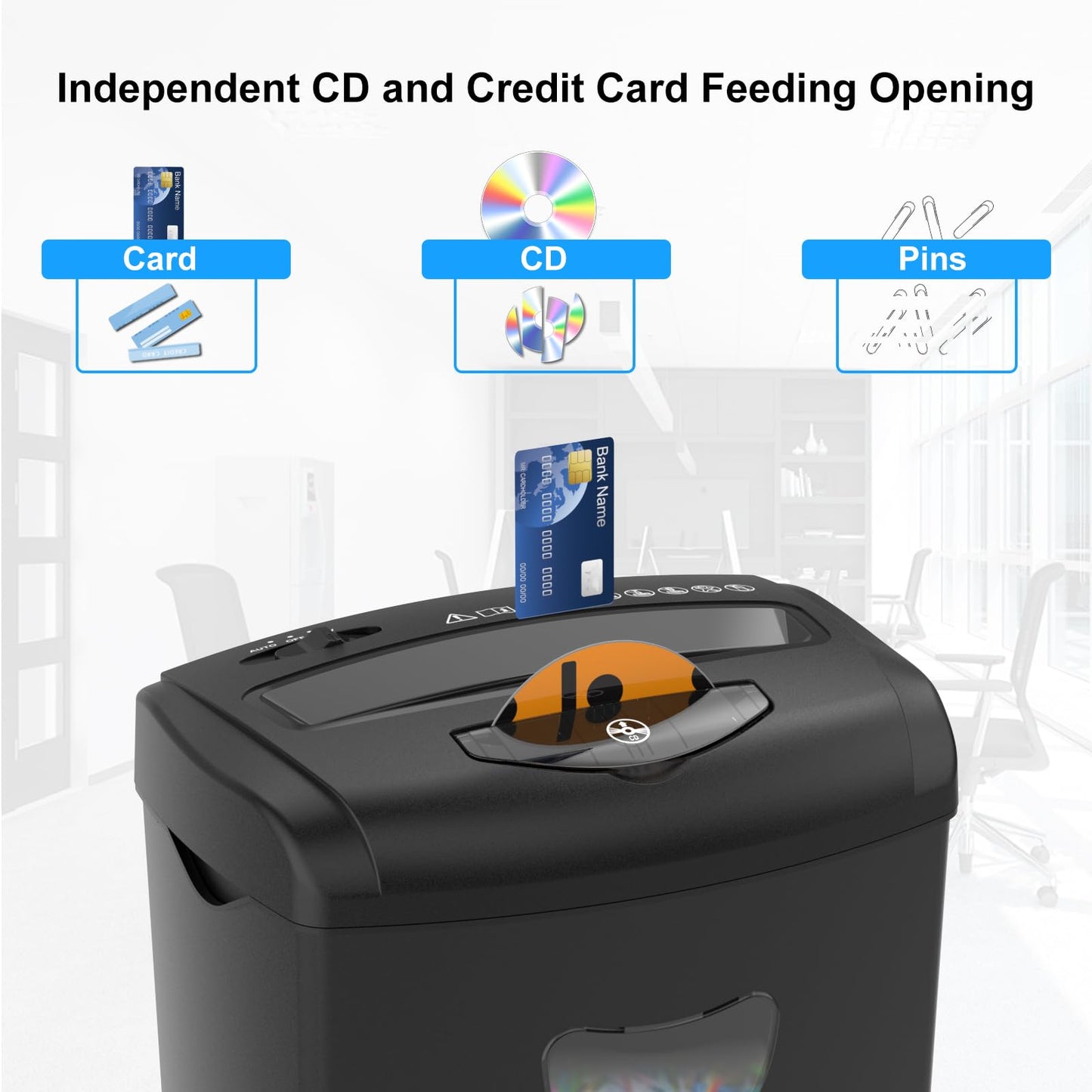Woolsche 12-Sheet Cross Cut Paper Shredder with Large 5.55-Gallon Basket - P-4 Security, 3-Mode Shred for Cards/CDs/Staples/Clips - Jam Proof System