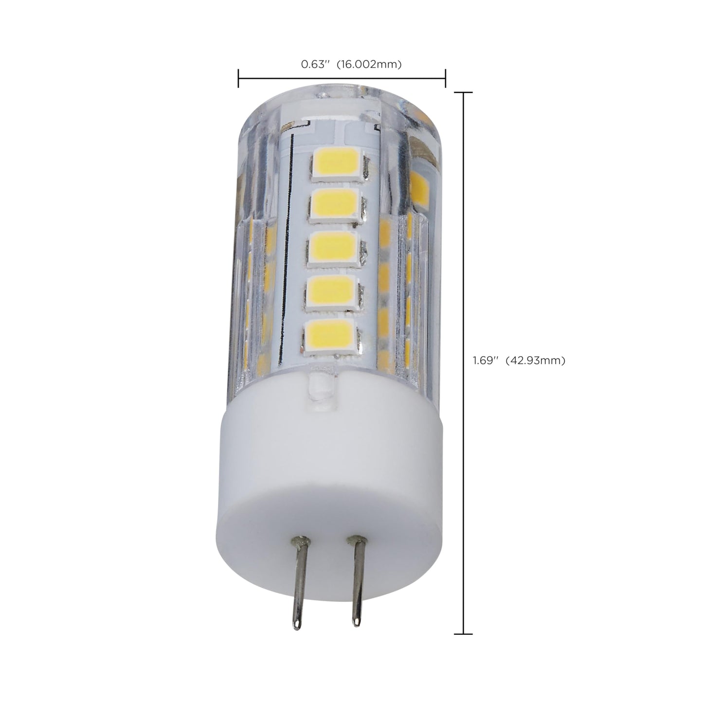 Satco S12312 T5 LED Bi-Pin G4 Base Lamp, 12V Low Voltage Halogen Replacement, 5000K, Clear