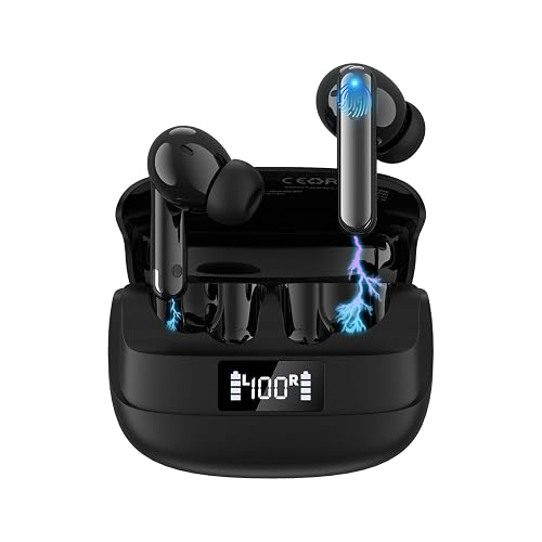 AHORALA Wireless Noise Canceling Earbuds?Bluetooth 5.4 Earbuds,Big Bass Stereo Sound?4 Mic ENC AI Clear Calls.40H Playtime LED Display?IPX5 Waterproof