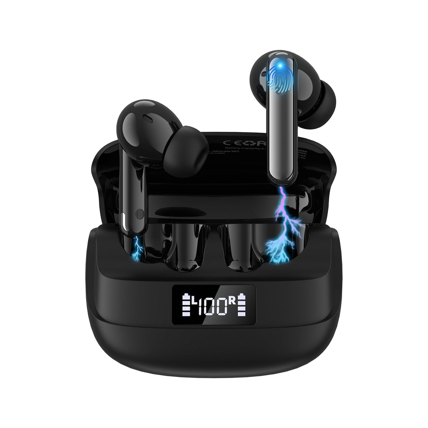AHORALA Wireless Noise Canceling Earbuds?Bluetooth 5.4 Earbuds,Big Bass Stereo Sound?4 Mic ENC AI Clear Calls.40H Playtime LED Display?IPX5 Waterproof