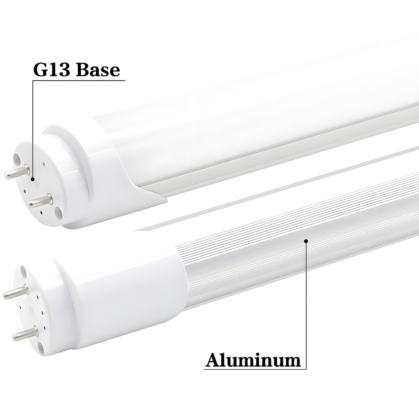 KALINA 2FT LED Tube Lights, 8W (25W Fluorescent Bulb Replacement), 6000K Cool White, Ballast Bypass, Frosted Cover, Pack of 4