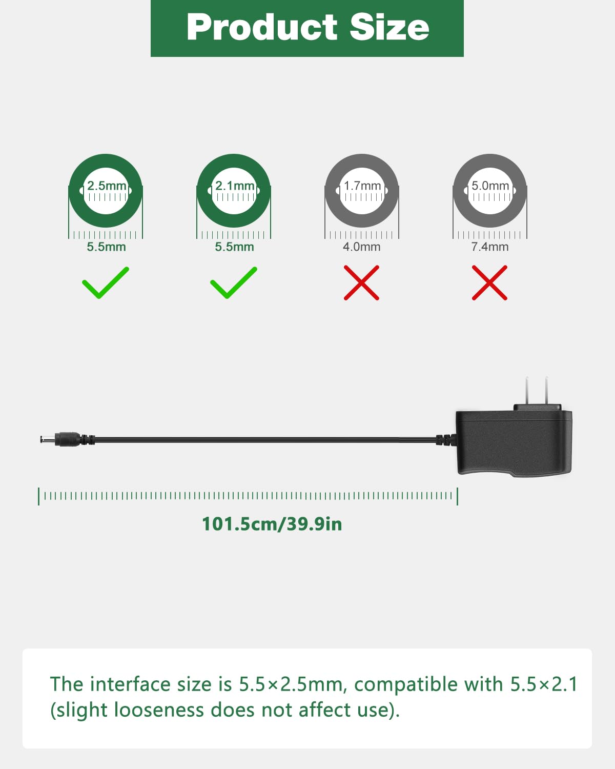 6V 2A DC Power Supply, 100-240V AC to DC 6 Volt 2Amp 1.5A 1A 0.8A 500mA 400mA Power Adapter Cord 5.5mm x 2.5mm 2.1mm Barrel Plug