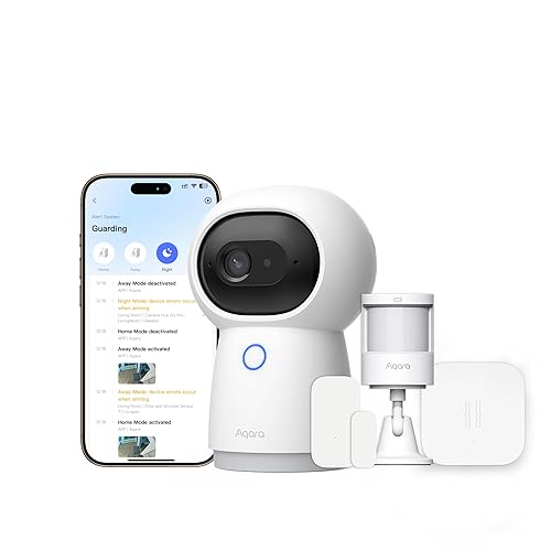 Aqara Camera Protect Kit Y100-4 Piece Wireless Home Security System with 2K Camera Hub G3, 3 Smart Sensors, HomeGuardian, Local Automation & 24/7