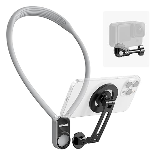 Neewer Magnetic Neck Holder for Action Camera Phone Hands Free Neck Tripod Chest Mount Compatible with GoPro DJI Insta360 iPhone15 Android Neck Phone