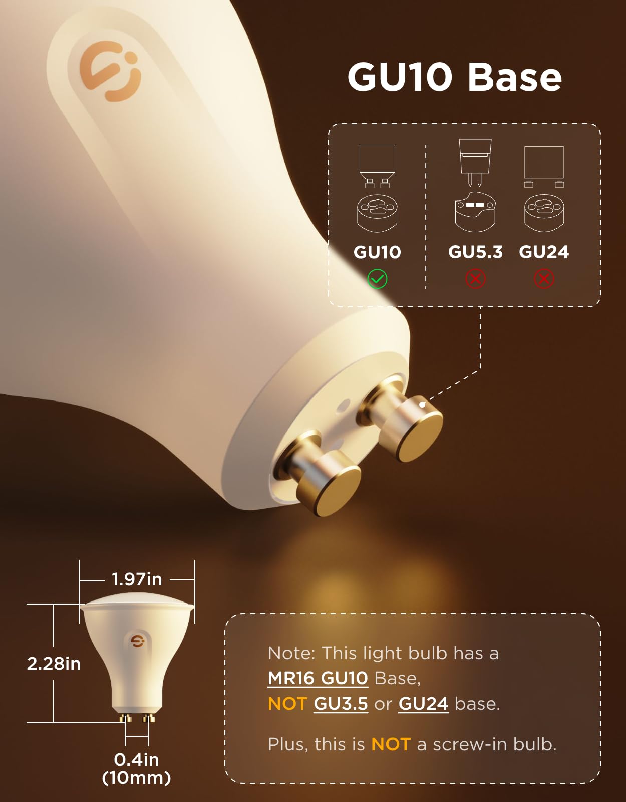 Govee GU10 Smart Bulb, MR16 LED Bulbs, 400LM, 4 Pack, GU10 Base