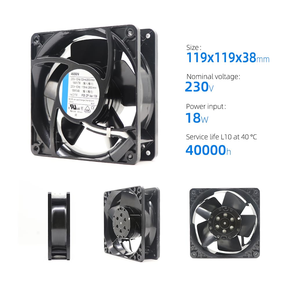for ebmpapst Fan 4656N 230V AC Fan 19/18W 120/115mA 12038 120 * 120 * 38mm 2650rpm Axial Wind Power Industrial Electrical Wind Circle Cabinet Oven