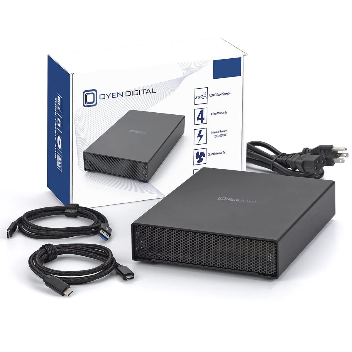 Oyen Digital HDX Pro C USB-C Aluminum External Hard Drive Enclosure with Fan (HDXP-C-RT)