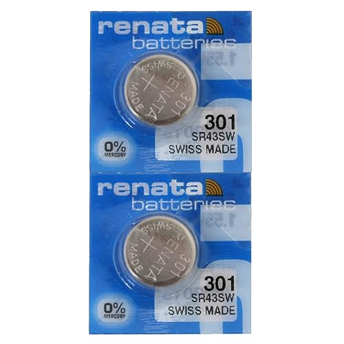 Renata 301 SR43SW Batteries - 1.55V Silver Oxide 301 Watch Battery (2 Count)