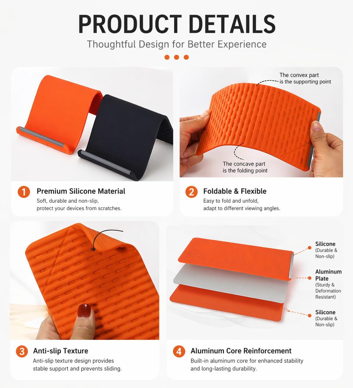 New Portable Foldable Silicone Phone Holder, Flexible Silicone Phone Holder, Multi-Angle Adjustable Stand ? Folded into Any Shape, for Mobile