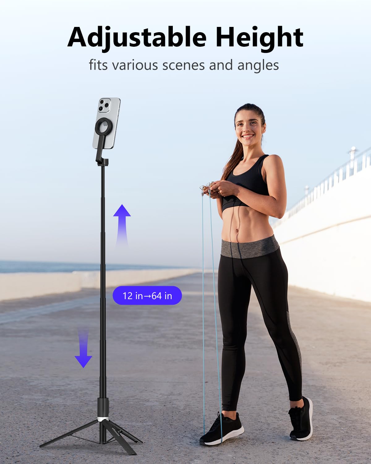 UBeesize Magnetic Tripod for iPhone with Remote, 64’’ Extendable Phone Stand for Video Recording/Vlogging, N52 Strong Holder for iPhone 12-15/Android