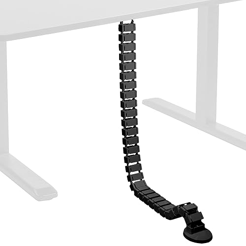 VIVO Under Desk Vertebrae Cable Management Kit, Adjustable Quad Entry Flexible Cord Organizer for Home Office, Black, DESK-AC01C