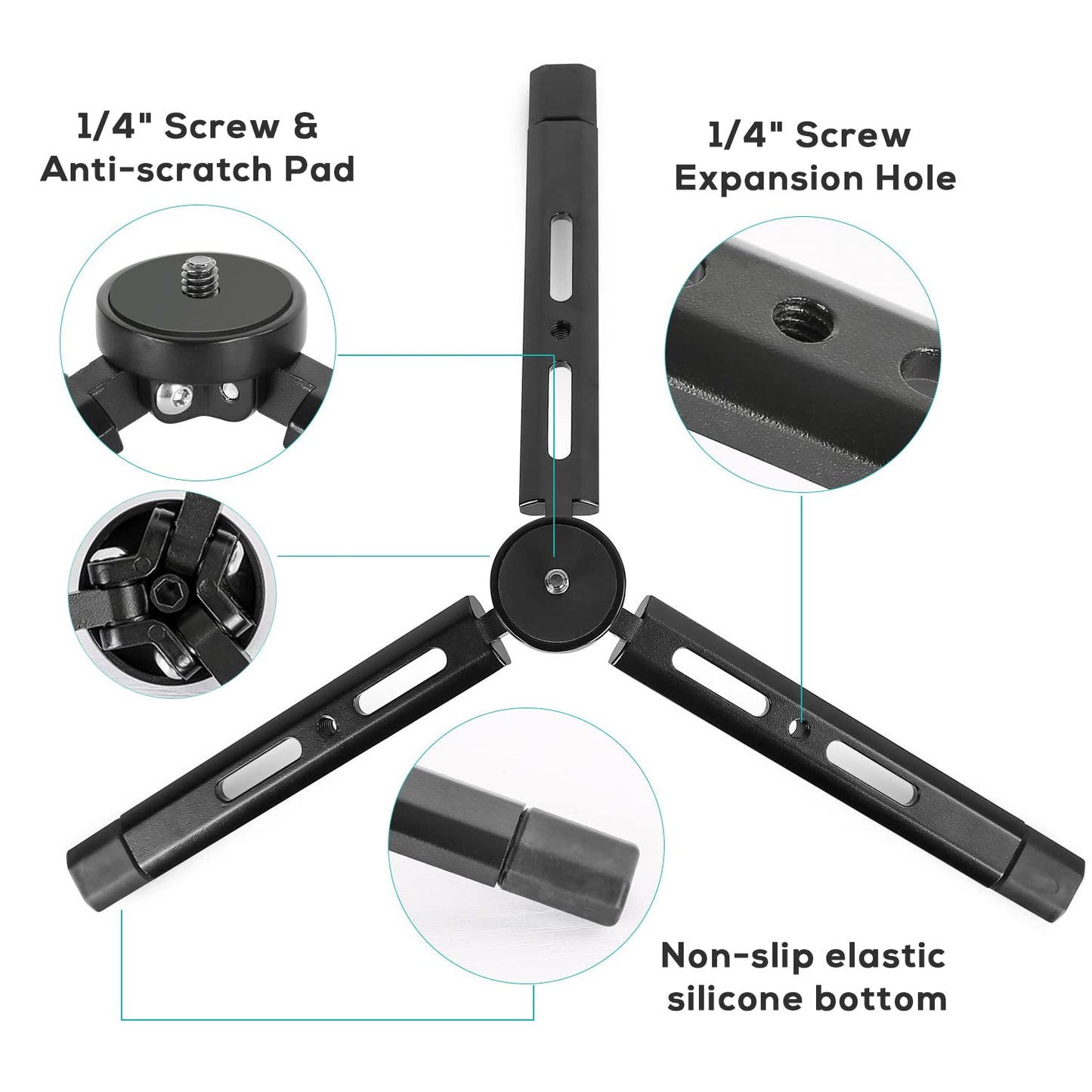 EaxanPic Aluminum Mini Tripod, Desktop Tabletop Stand Tripod for Zhiyun Smooth Q/4, Crane Plus/2,Weebill s, Ronin S/SC/RS2/RSC2, Osmo Mobile,Gimbal